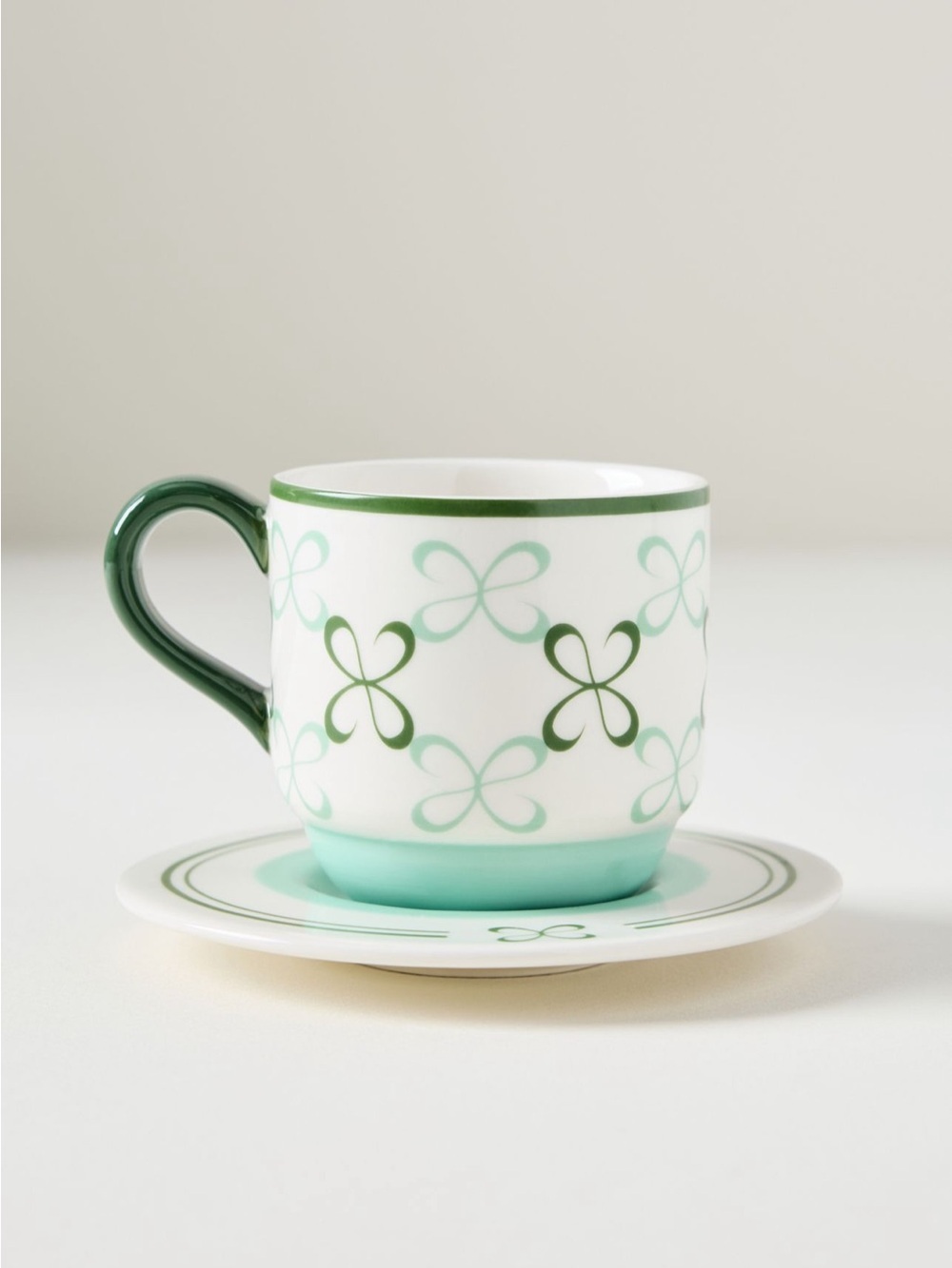NWT Anthropologie Maeve Stoneware Espresso Cup and Saucer in Mint